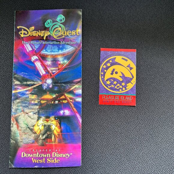 Disney Quest Brochure and Pleasure Island Ticket Stub - Picture 1 of 1